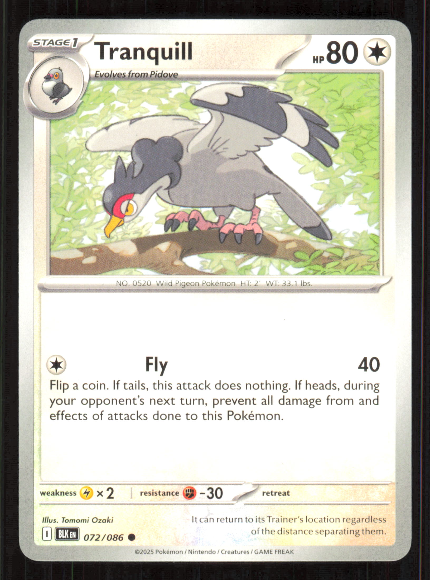 Tranquill Common SV: Black Bolt 072/086 Near Mint (NM) — przód