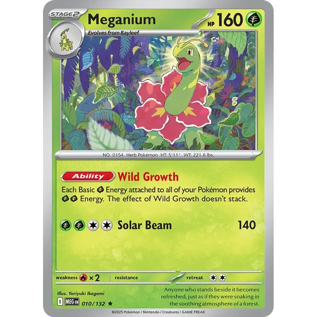 Meganium 010/132 Rare Mega Evolution Pokemon Holo Near Mint (NM) przód