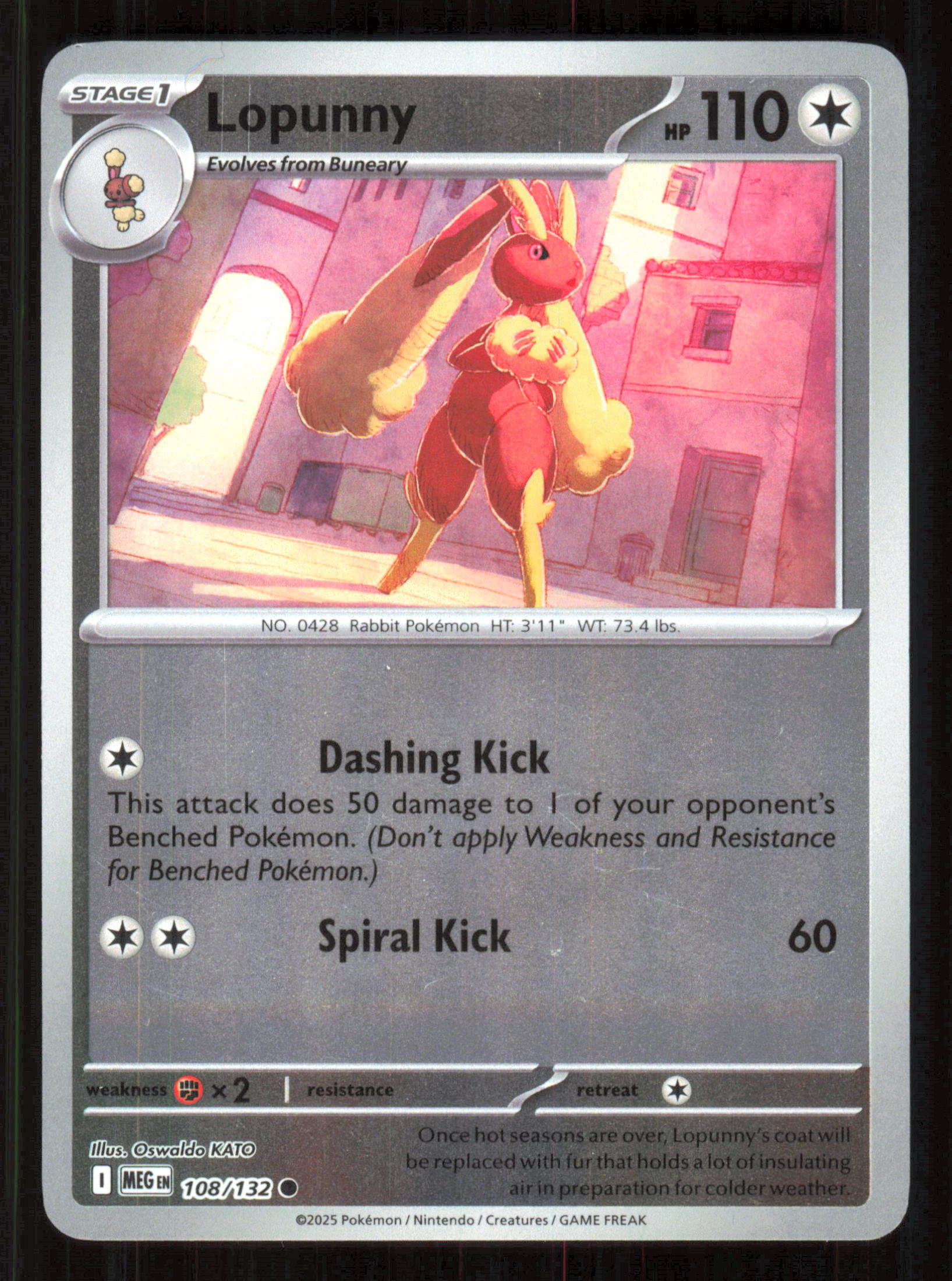 Lopunny Common ME01: Mega Evolution 108/132 Near Mint (NM) — przód