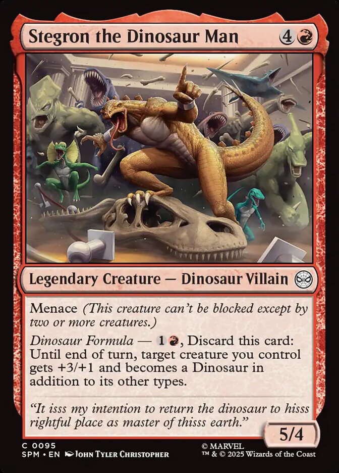 Stegron the Dinosaur Man 95 Common Marvel's Spider-Man Magic: The Gathering Near Mint (NM) przód