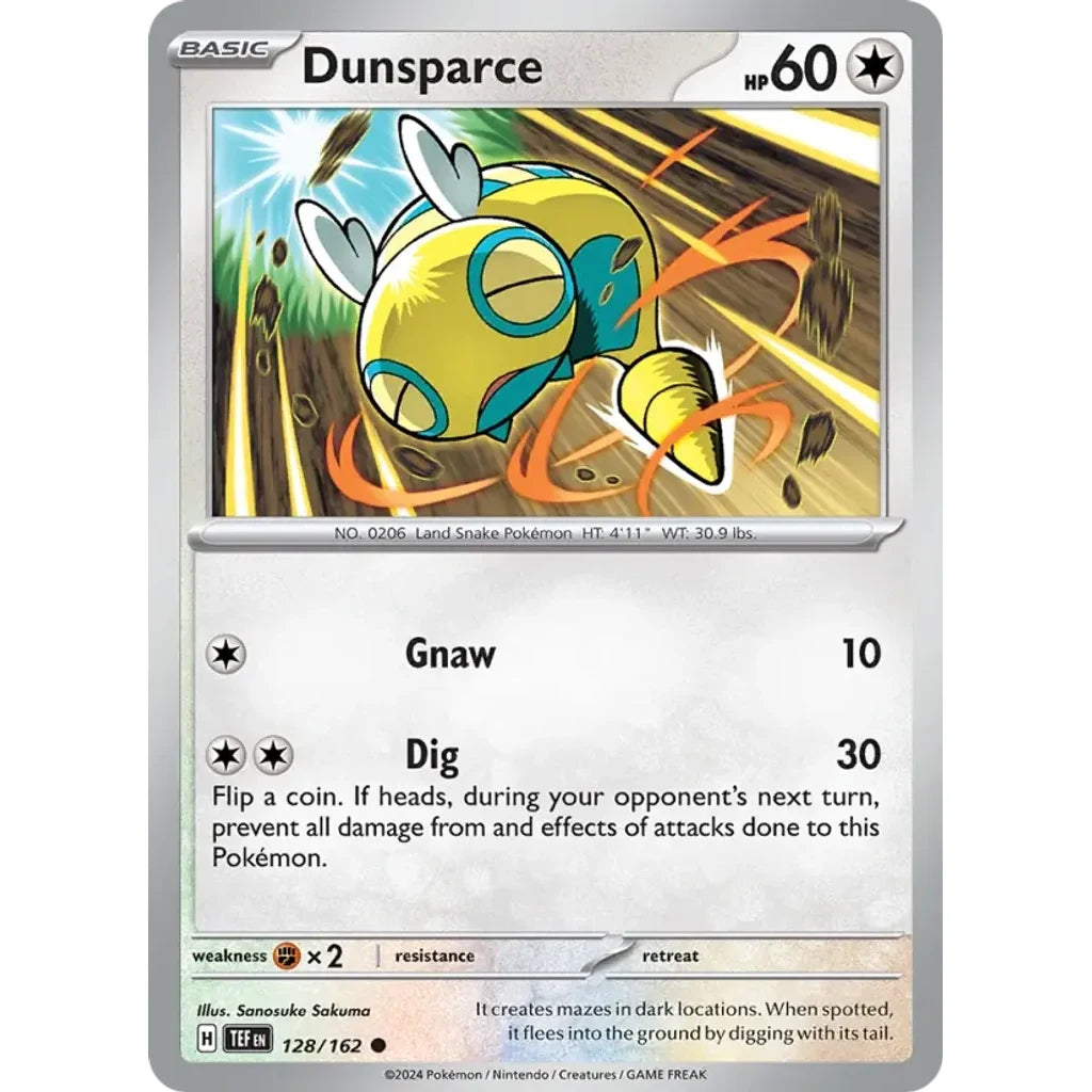 Dunsparce 128/162 Common Temporal Forces Pokemon Near Mint (NM) przód
