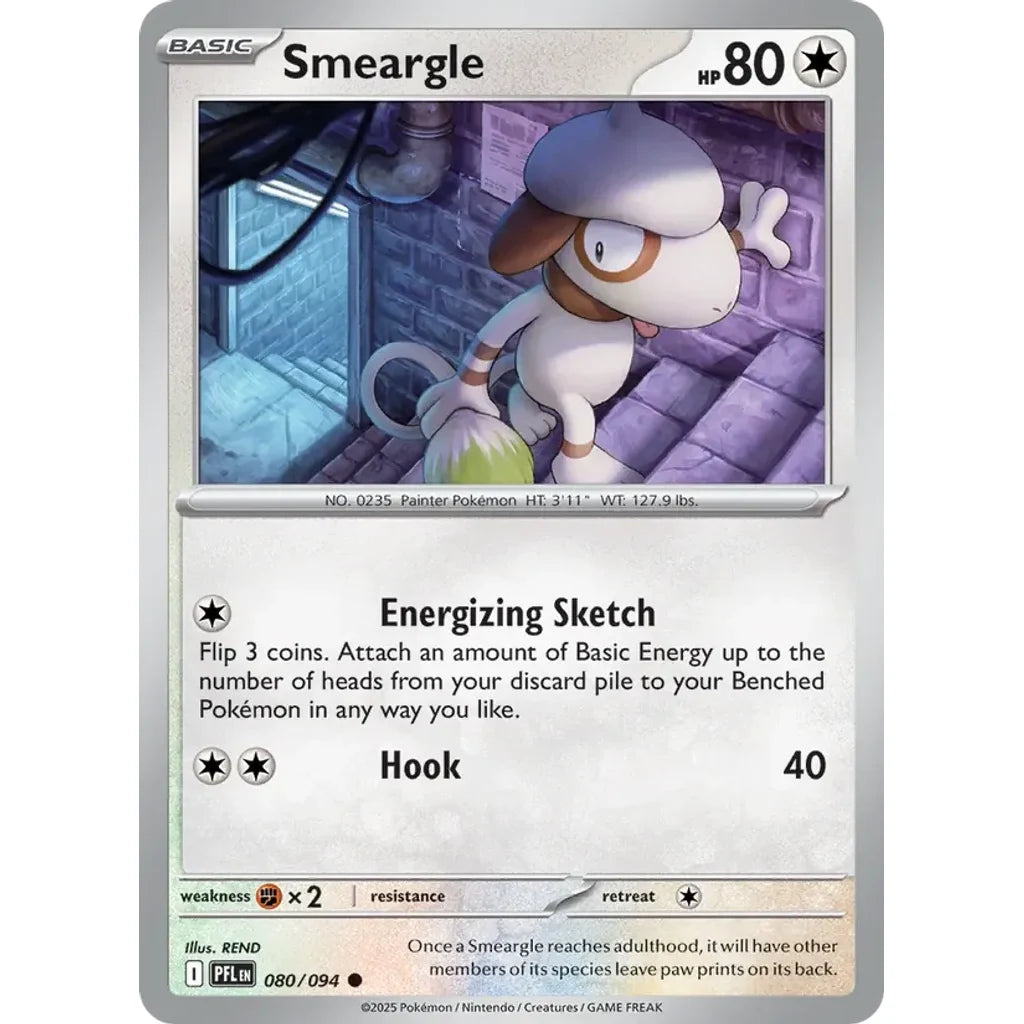Smeargle 080/094 Common Phantasmal Flames Pokemon Near Mint (NM) przód