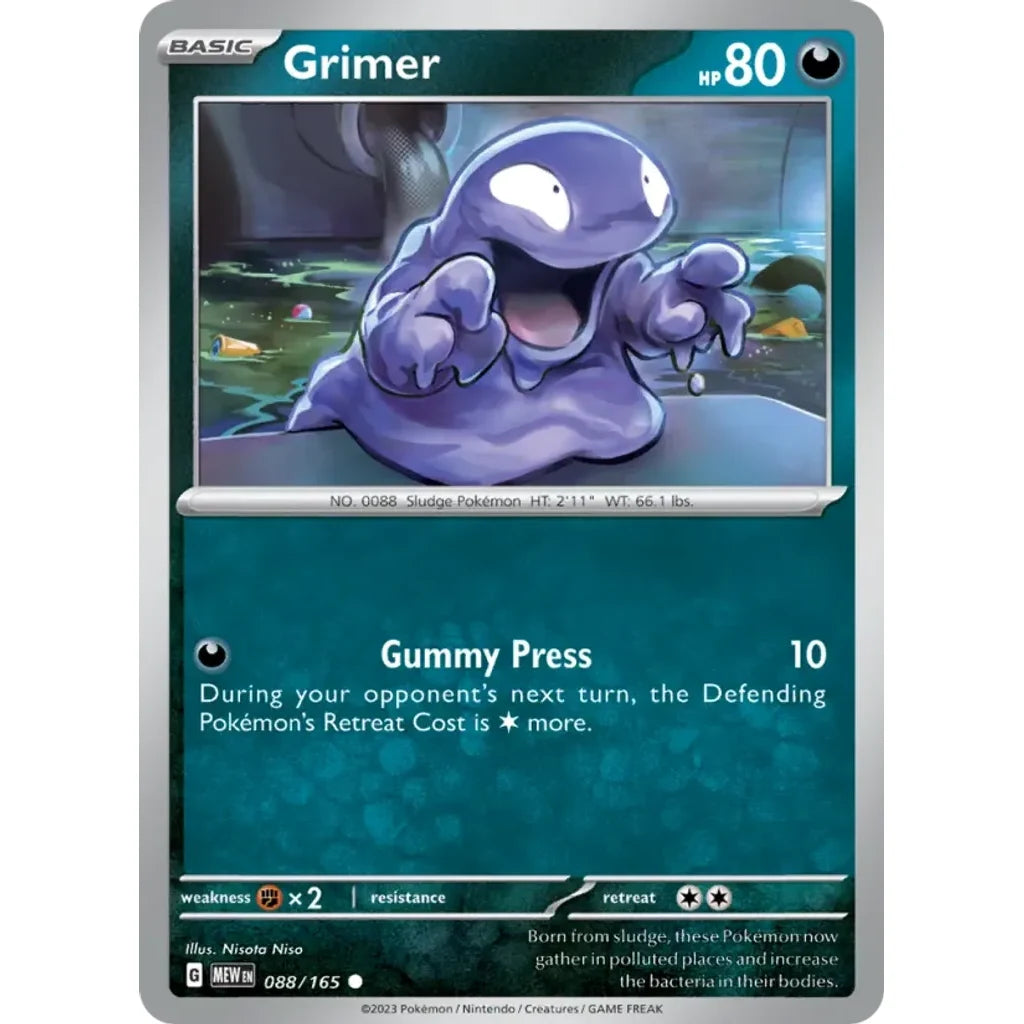 Grimer 088/165 Common 151 Pokemon Near Mint (NM) przód