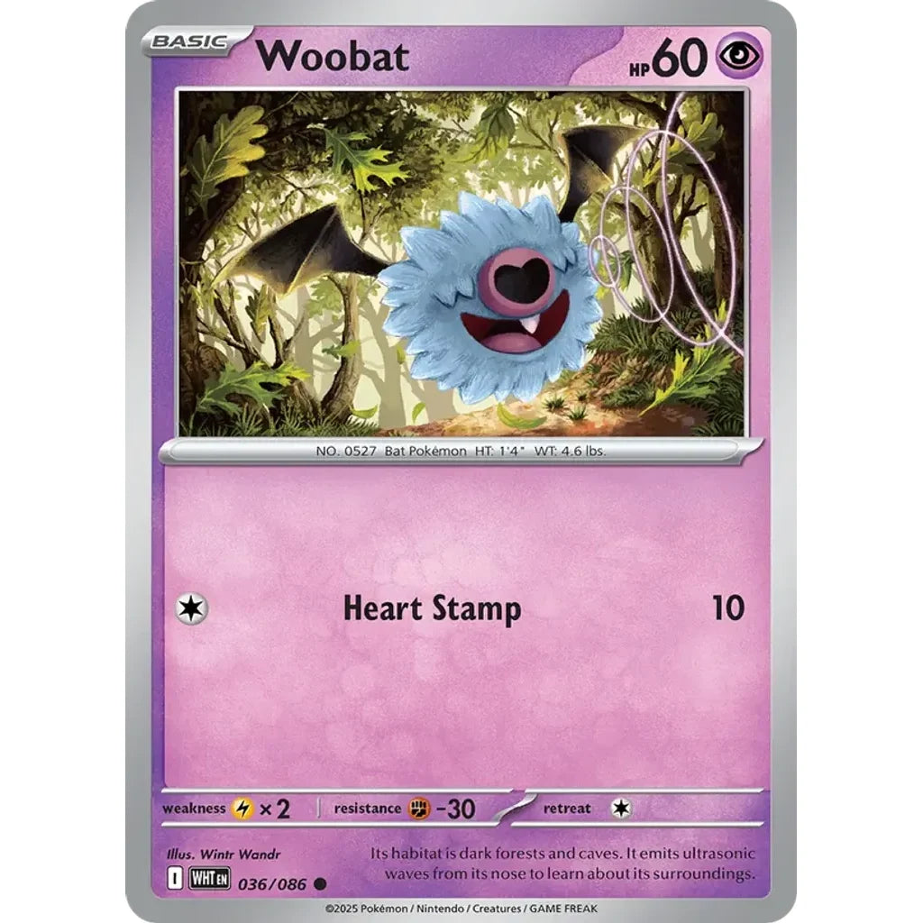 Woobat 036/086 Common SV: White Flare Pokemon Near Mint (NM) przód