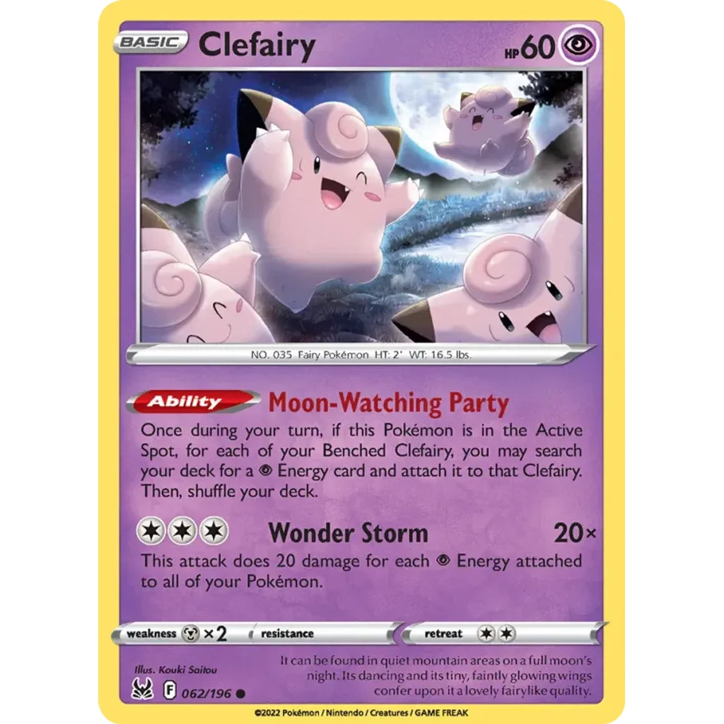 Clefairy 062/196 Common Lost Origin Pokemon Near Mint (NM) przód