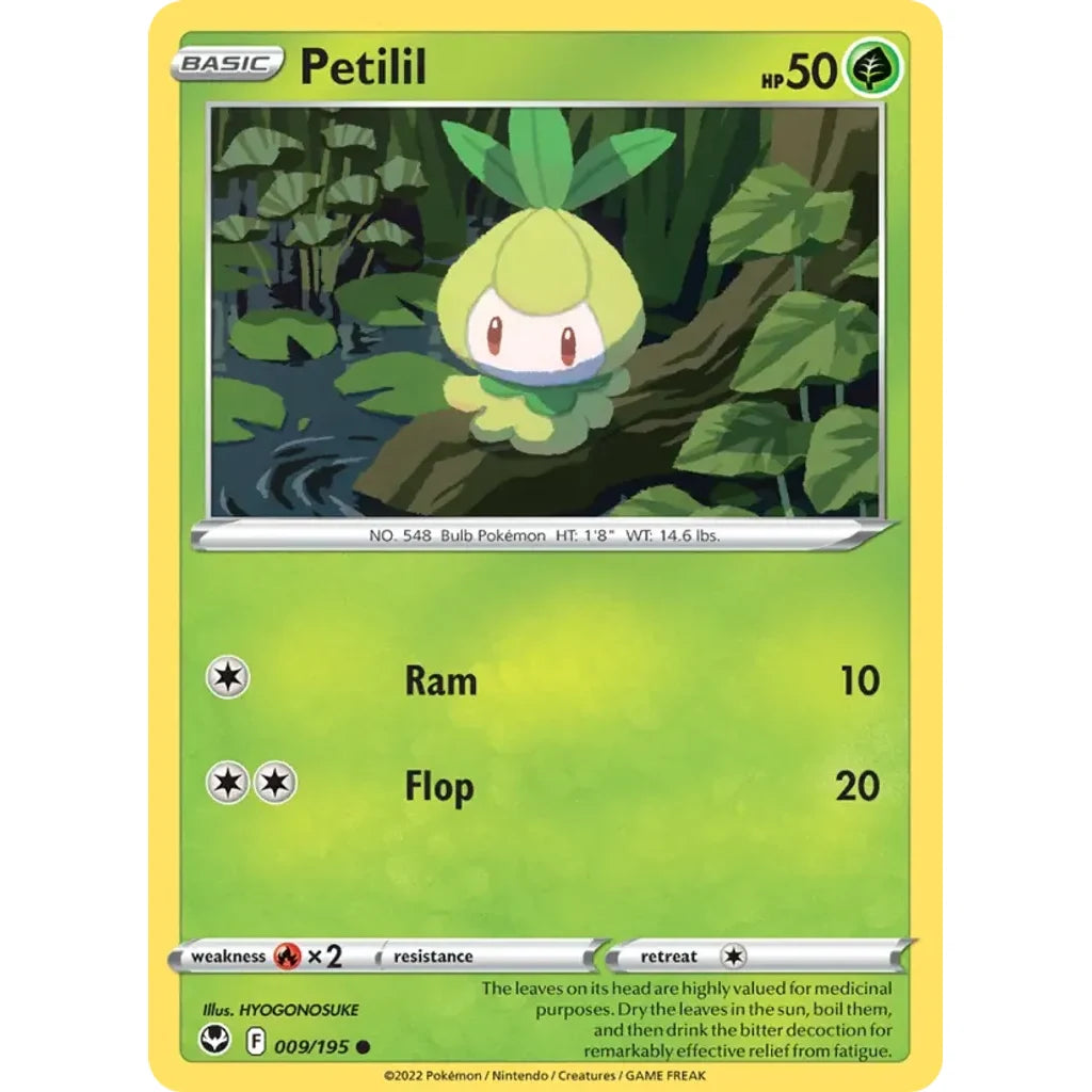 Petilil 009/195 Common Silver Tempest Pokemon Near Mint (NM) przód