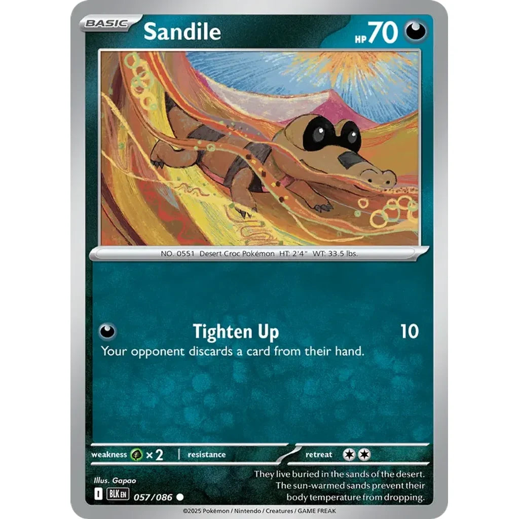 Sandile 057/086 Common SV: Black Bolt Pokemon Near Mint (NM) przód