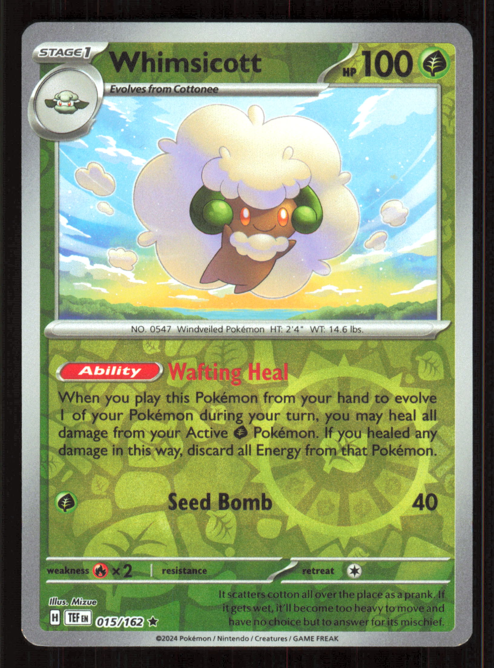 Whimsicott Rare SV: Prismatic Evolutions 008/131 Near Mint (NM) przód