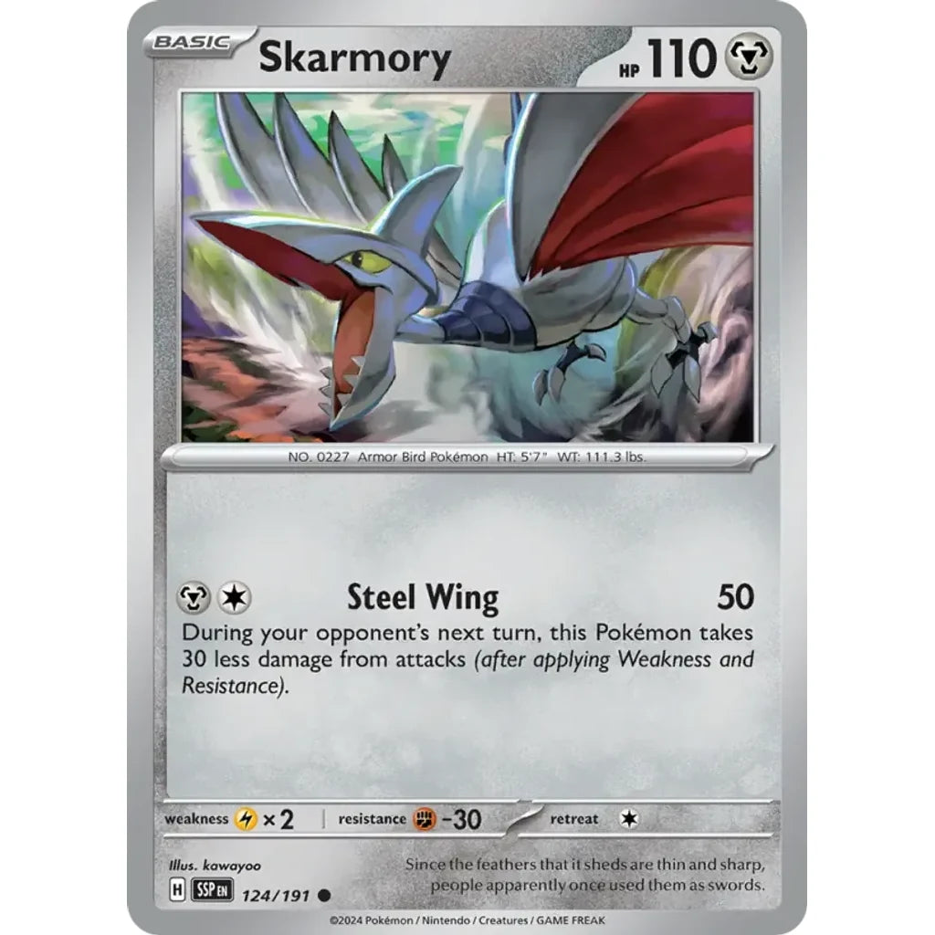 Skarmory 124/191 Common Surging Sparks Pokemon Lightly Played (LP) przód
