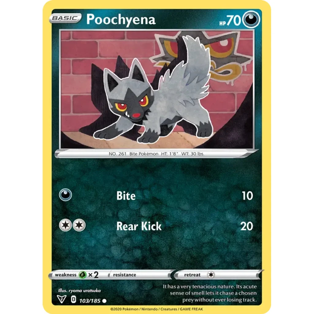 Poochyena 103/185 Common Vivid Voltage Pokemon Near Mint (NM) przód