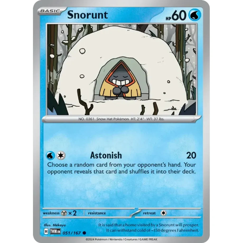 Snorunt 051/167 Common Twilight Masquerade Pokemon Near Mint (NM) przód