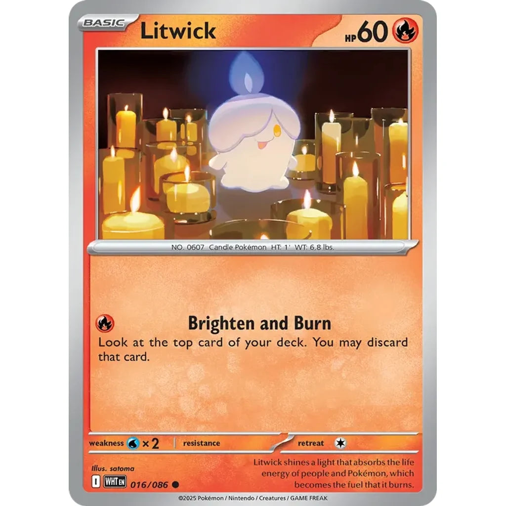 Litwick 016/086 Common SV: White Flare Pokemon Reverse Holo Near Mint (NM) przód