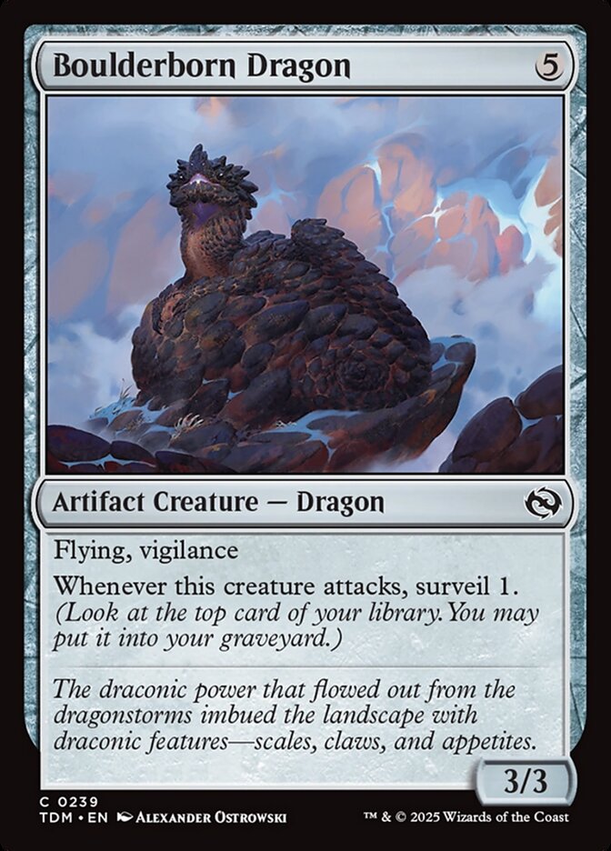 Boulderborn Dragon 239 Common Tarkir: Dragonstorm Magic: The Gathering Near Mint (NM) przód