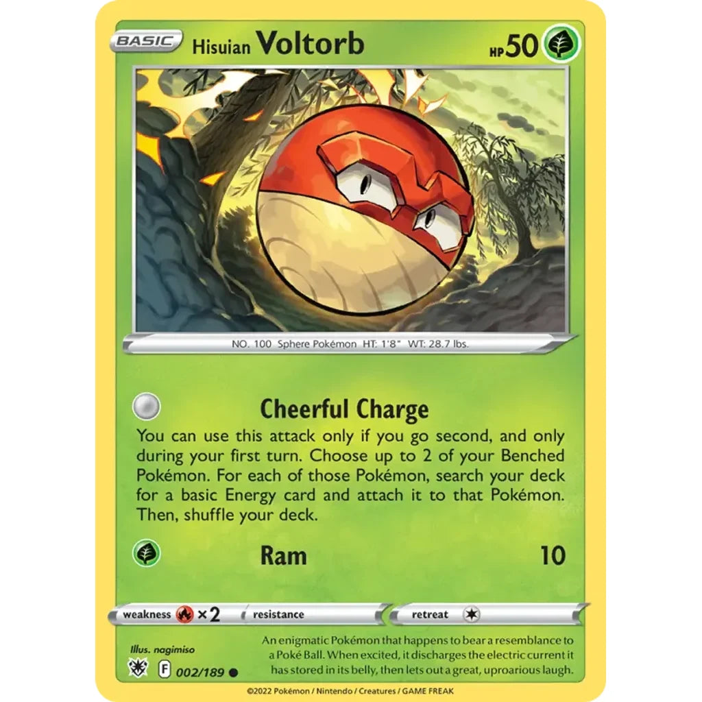 Hisuian Voltorb 002/189 Common Astral Radiance Pokemon Near Mint (NM) przód