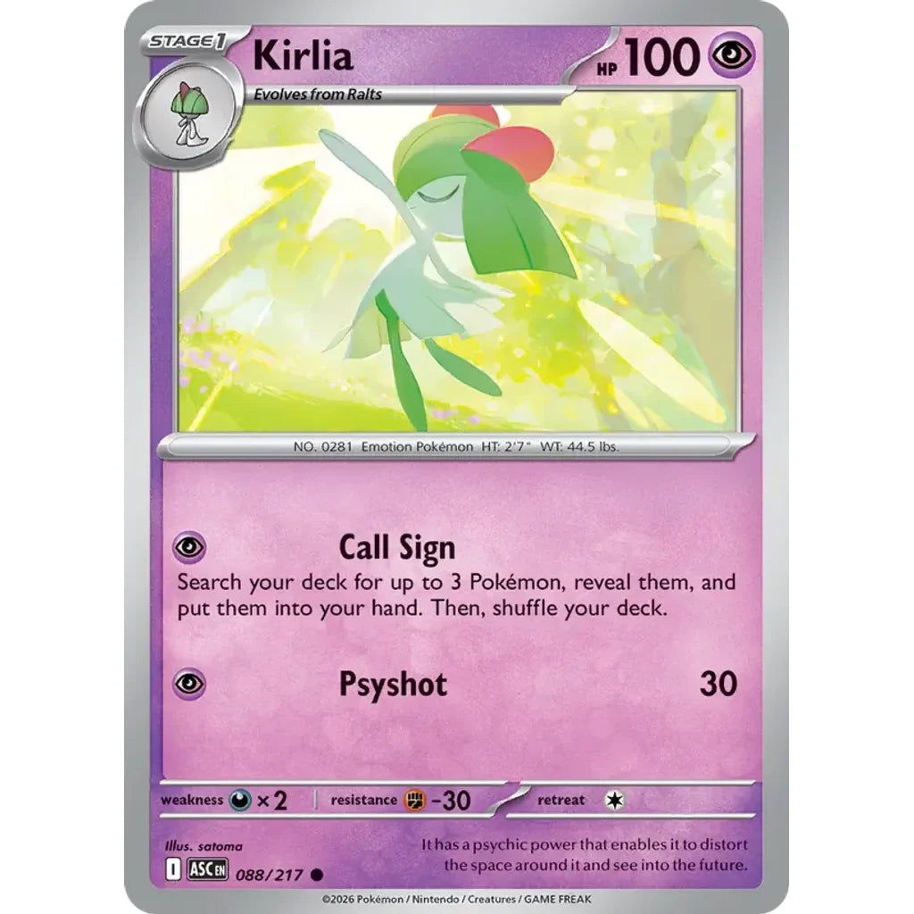 Kirlia 088/217 Common ME: Ascended Heroes Pokemon Lightly Played (LP) przód