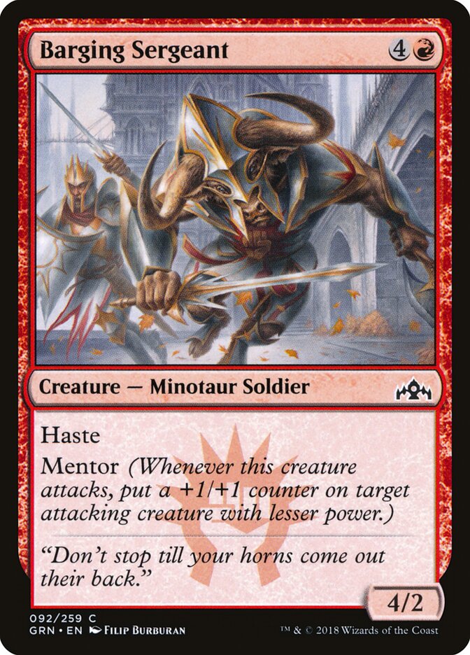 Barging Sergeant 92 Common Guilds of Ravnica Magic: The Gathering Near Mint (NM) przód