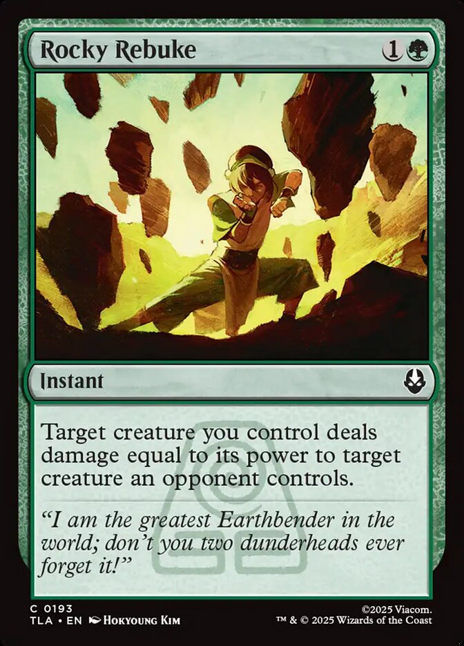 Rocky Rebuke 193 Common Avatar: The Last Airbender Magic: The Gathering Near Mint (NM) przód