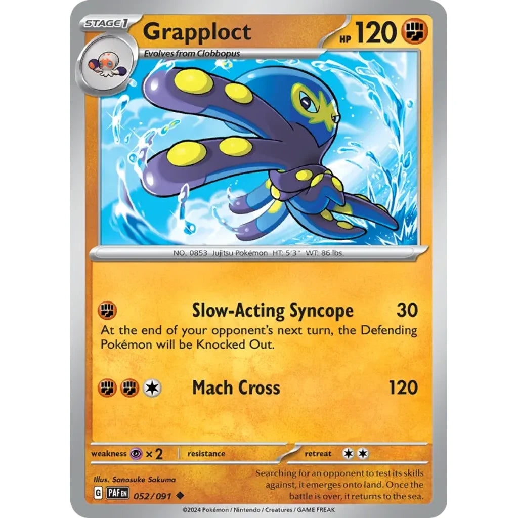 Grapploct 052/091 Uncommon Paldean Fates Pokemon Near Mint (NM) przód