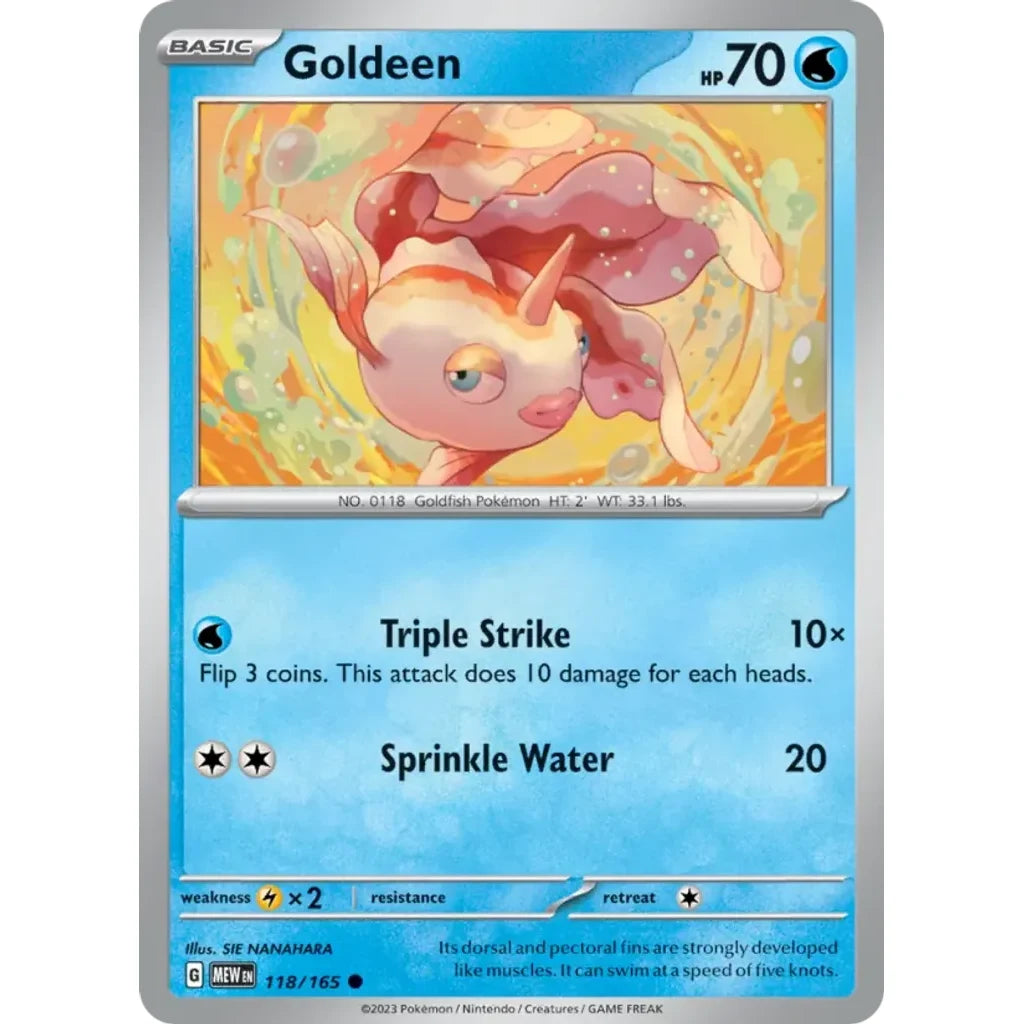 Goldeen 118/165 Common 151 Pokemon Near Mint (NM) przód