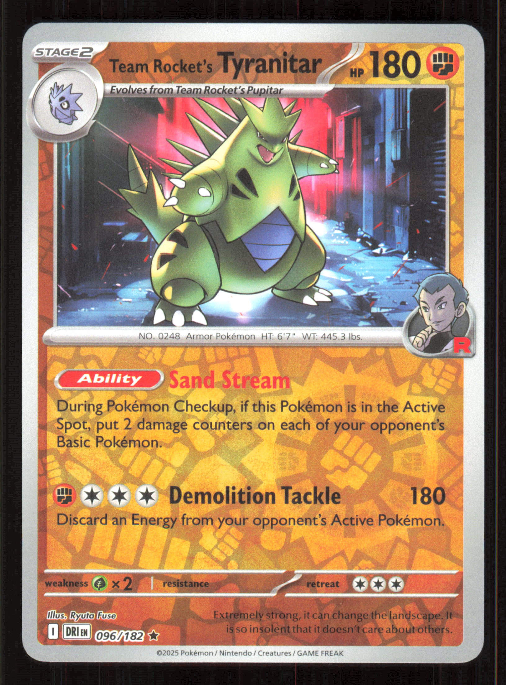 Team Rocket's Tyranitar Rare SV10: Destined Rivals 096/182 Near Mint (NM) — przód