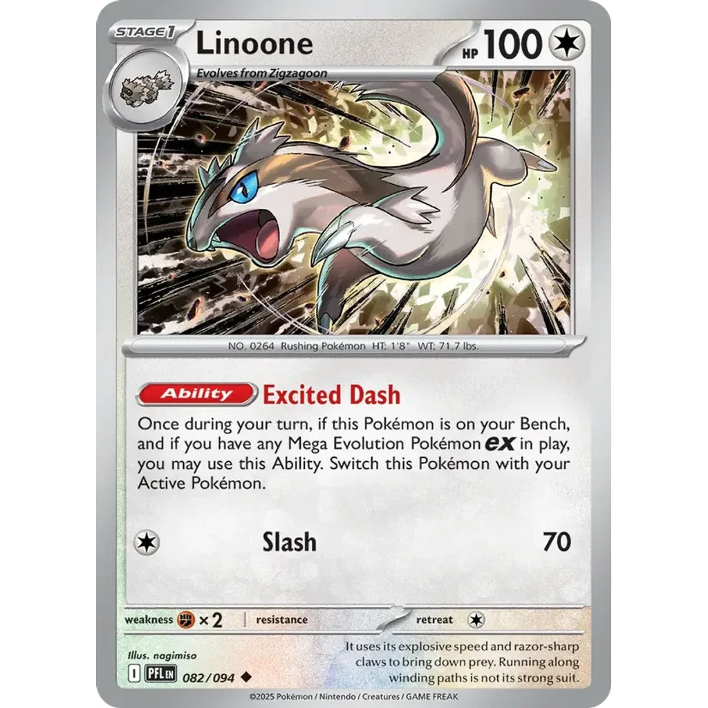 Linoone 082/094 Uncommon Phantasmal Flames Pokemon Near Mint (NM) przód