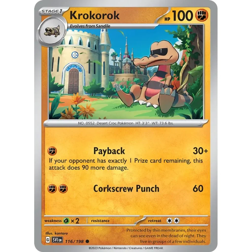 Krokorok 116/198 Common Scarlet &amp; Violet Pokemon Lightly Played (LP) przód