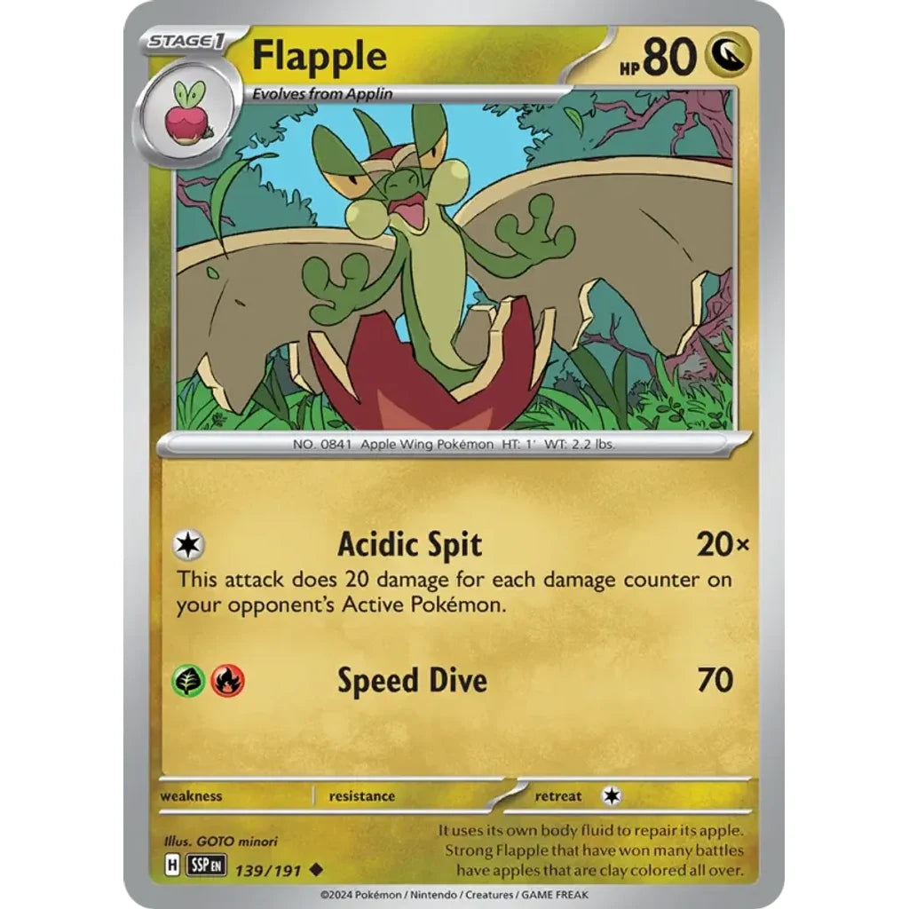 Flapple 139/191 Uncommon Surging Sparks Pokemon Near Mint (NM) przód