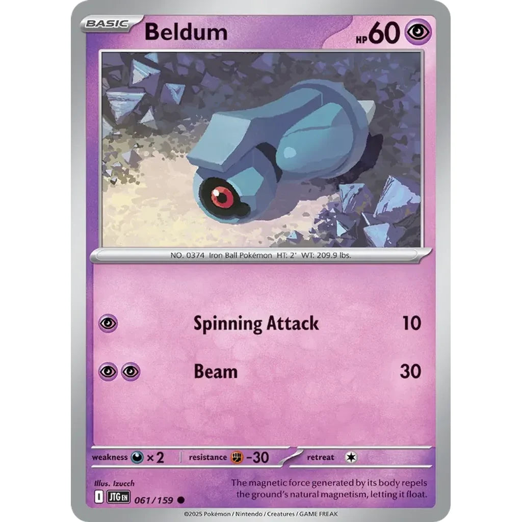 Beldum 061/159 Common Journey Together Pokemon Reverse Holo Near Mint (NM) przód