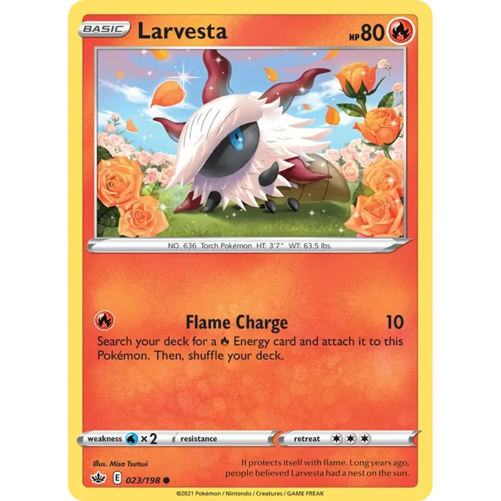 Larvesta 023/198 Common Chilling Reign Pokemon Near Mint (NM) przód