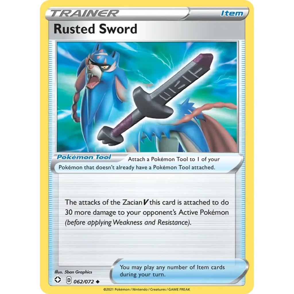 Rusted Sword 062/072 Uncommon Shining Fates Pokemon Lightly Played (LP) przód