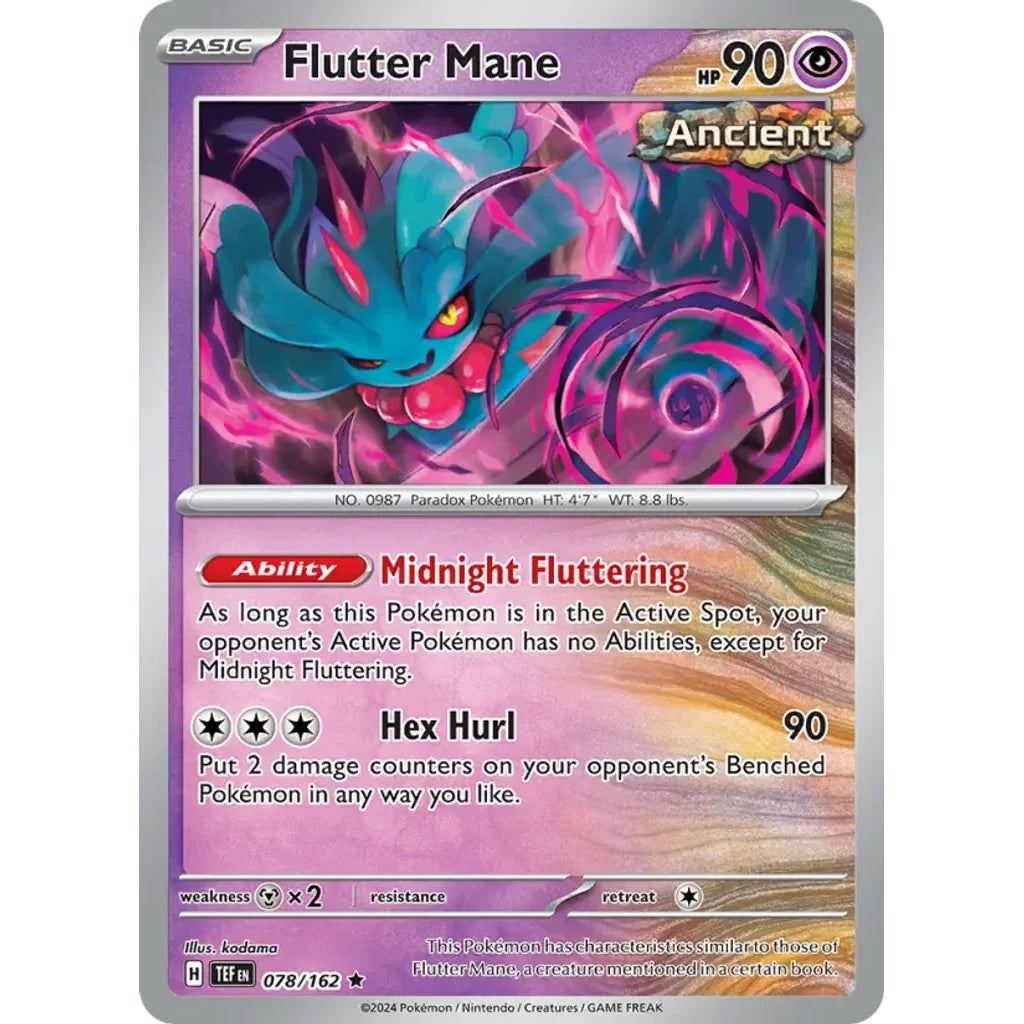 Flutter Mane 078/162 Rare Temporal Forces Pokemon Holo Near Mint (NM) przód