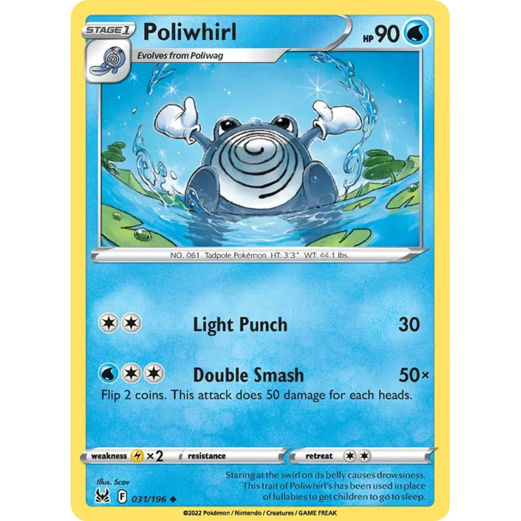 Poliwhirl 031/196 Uncommon Lost Origin Pokemon Lightly Played (LP) przód