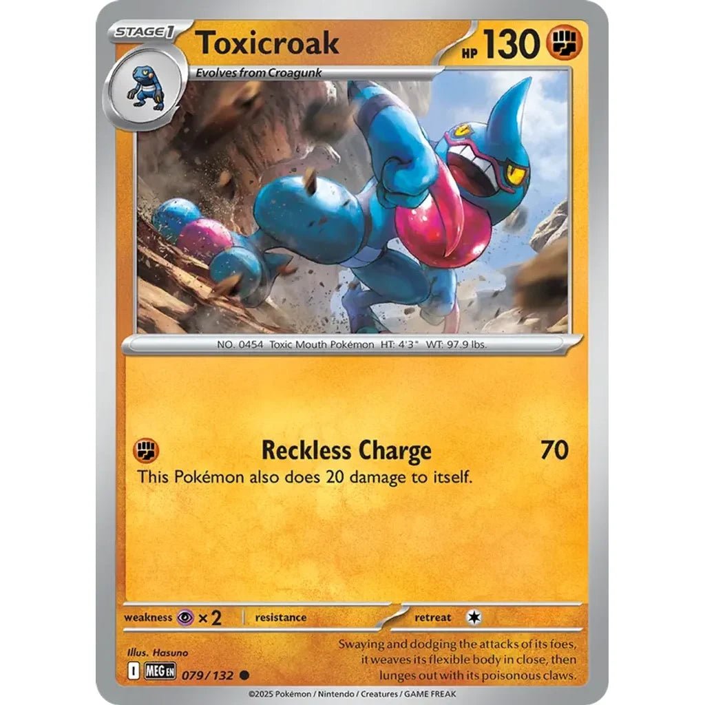 Toxicroak 079/132 Common Mega Evolution Pokemon Reverse Holo Near Mint (NM) przód