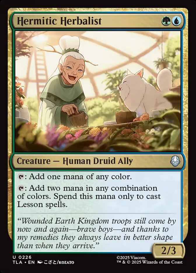 Hermitic Herbalist 226 Uncommon Avatar: The Last Airbender Magic: The Gathering Near Mint (NM) przód