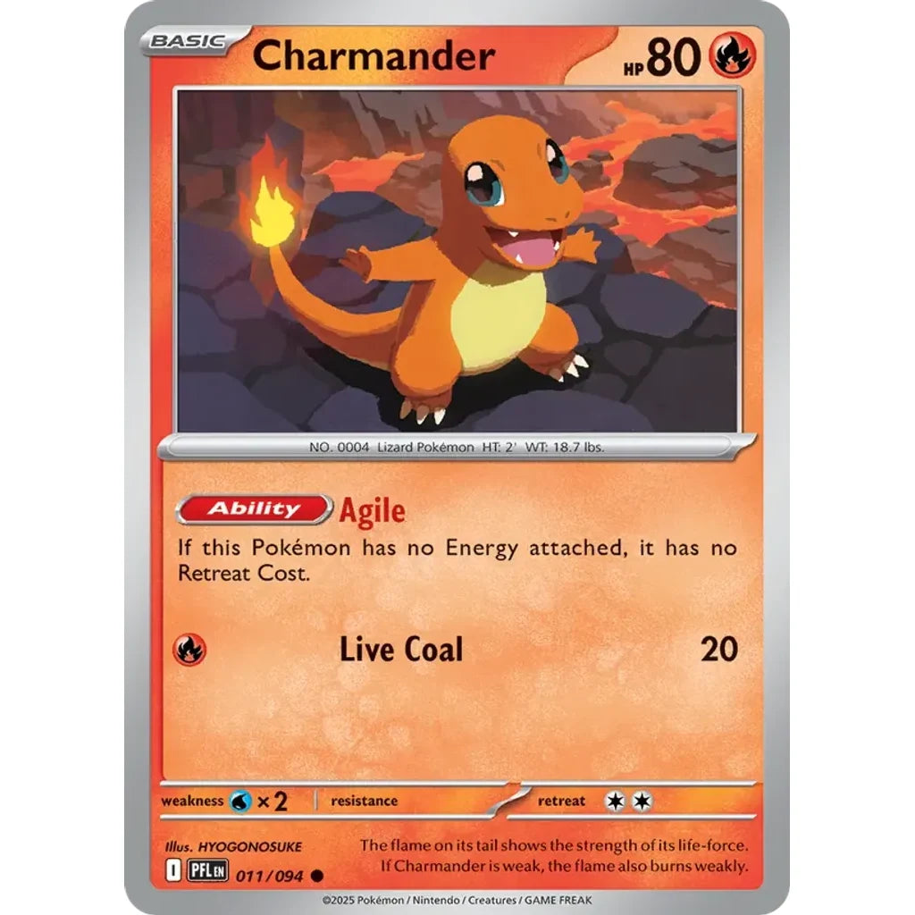 Charmander 011/094 Common Phantasmal Flames Pokemon Near Mint (NM) przód