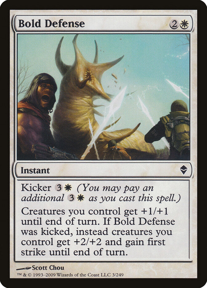Bold Defense 3 Common Zendikar Magic: The Gathering Lightly Played (LP) przód
