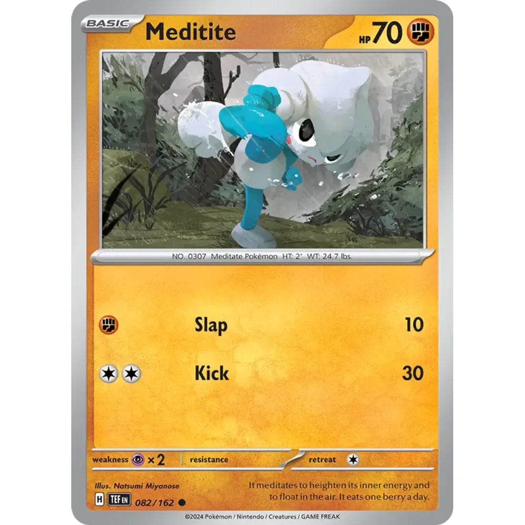 Meditite 082/162 Common Temporal Forces Pokemon Reverse Holo Lightly Played (LP) przód