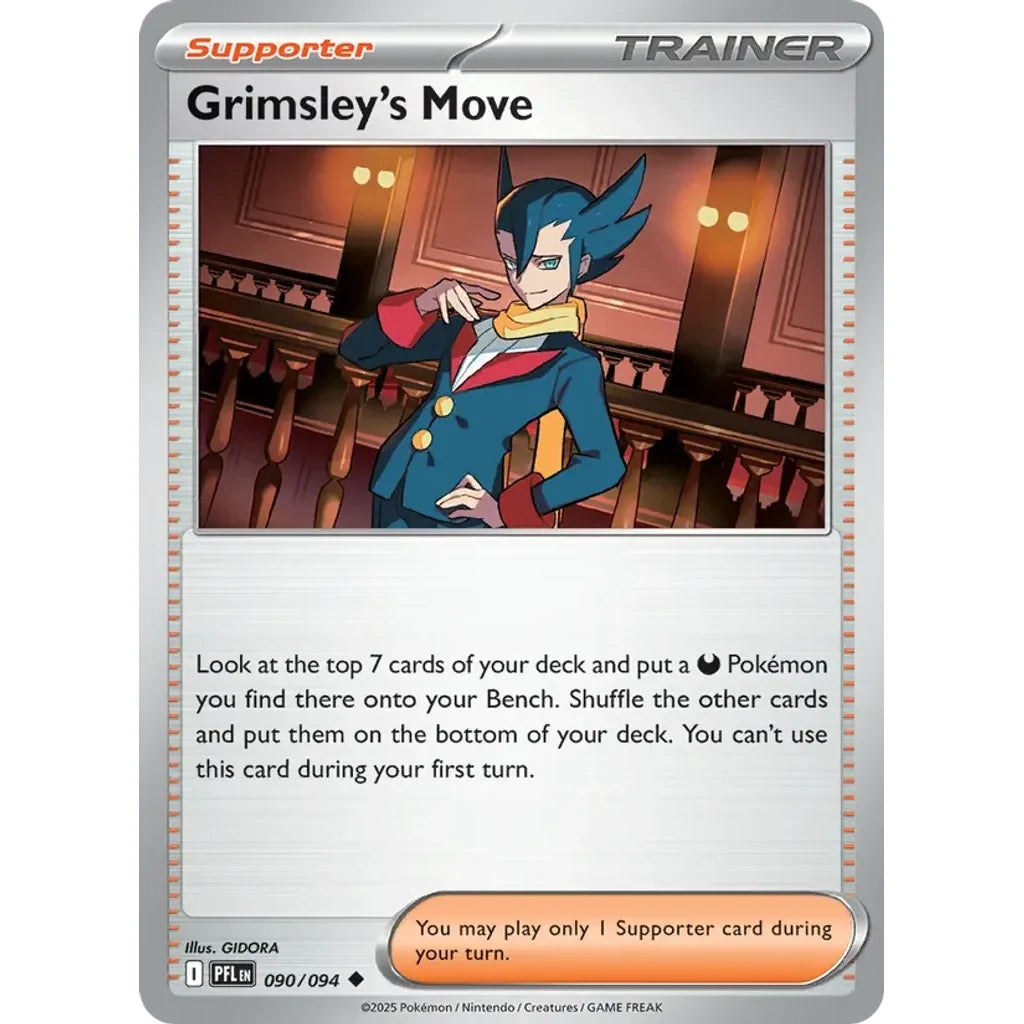 Grimsley's Move 090/094 Uncommon Phantasmal Flames Pokemon Reverse Holo Near Mint (NM) przód