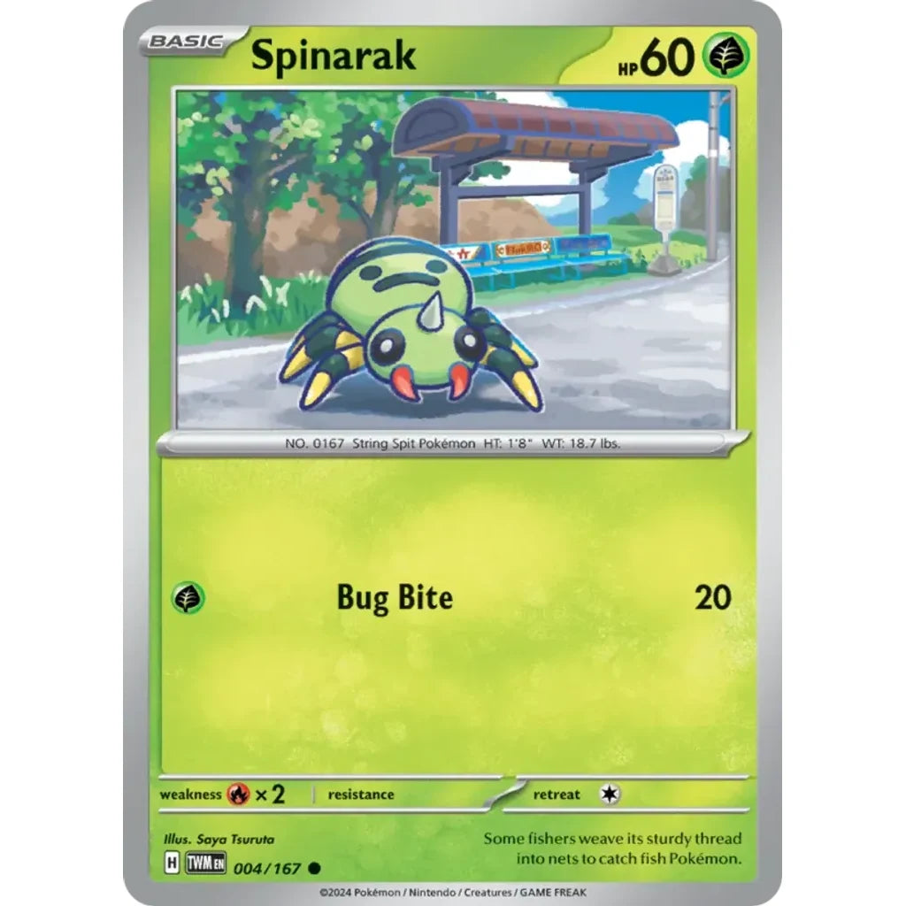 Spinarak 004/167 Common Twilight Masquerade Pokemon Reverse Holo Near Mint (NM) przód