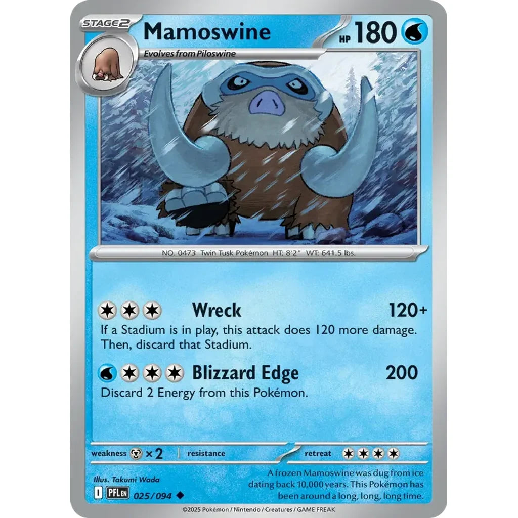 Mamoswine 025/094 Uncommon Phantasmal Flames Pokemon Reverse Holo Near Mint (NM) przód