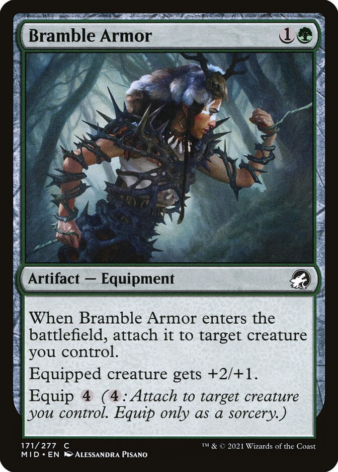 Bramble Armor 171 Common Innistrad: Midnight Hunt Magic: The Gathering Near Mint (NM) przód