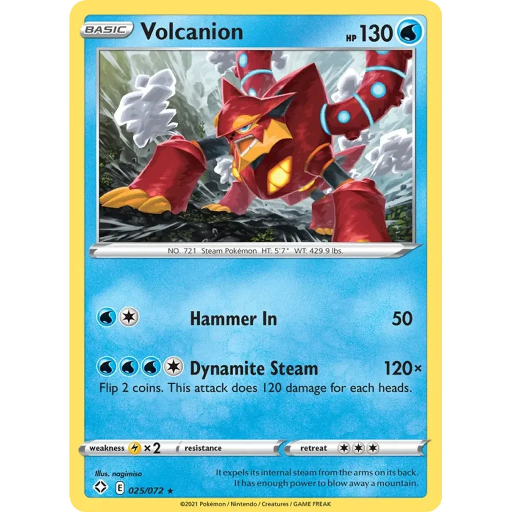 Volcanion 025/072 Rare Shining Fates Pokemon Lightly Played (LP) przód