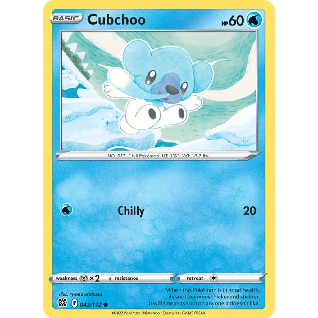 Cubchoo 042/172 Common Brilliant Stars Pokemon Lightly Played (LP) przód