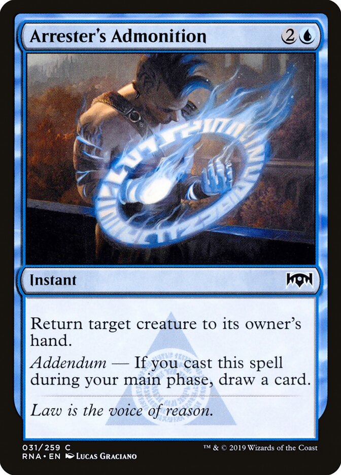 Arrester's Admonition 31 Common Ravnica Allegiance Magic: The Gathering Near Mint (NM) przód