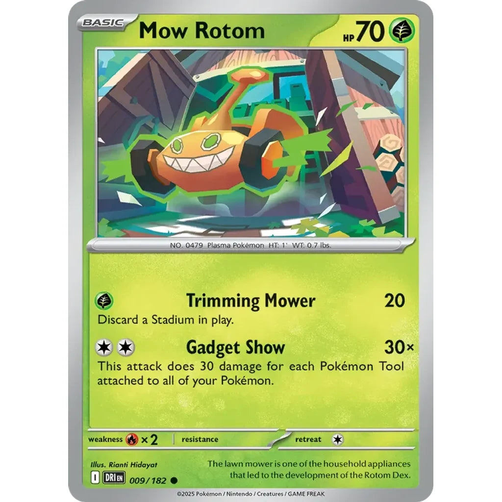Mow Rotom 009/182 Common Destined Rivals Pokemon Lightly Played (LP) przód