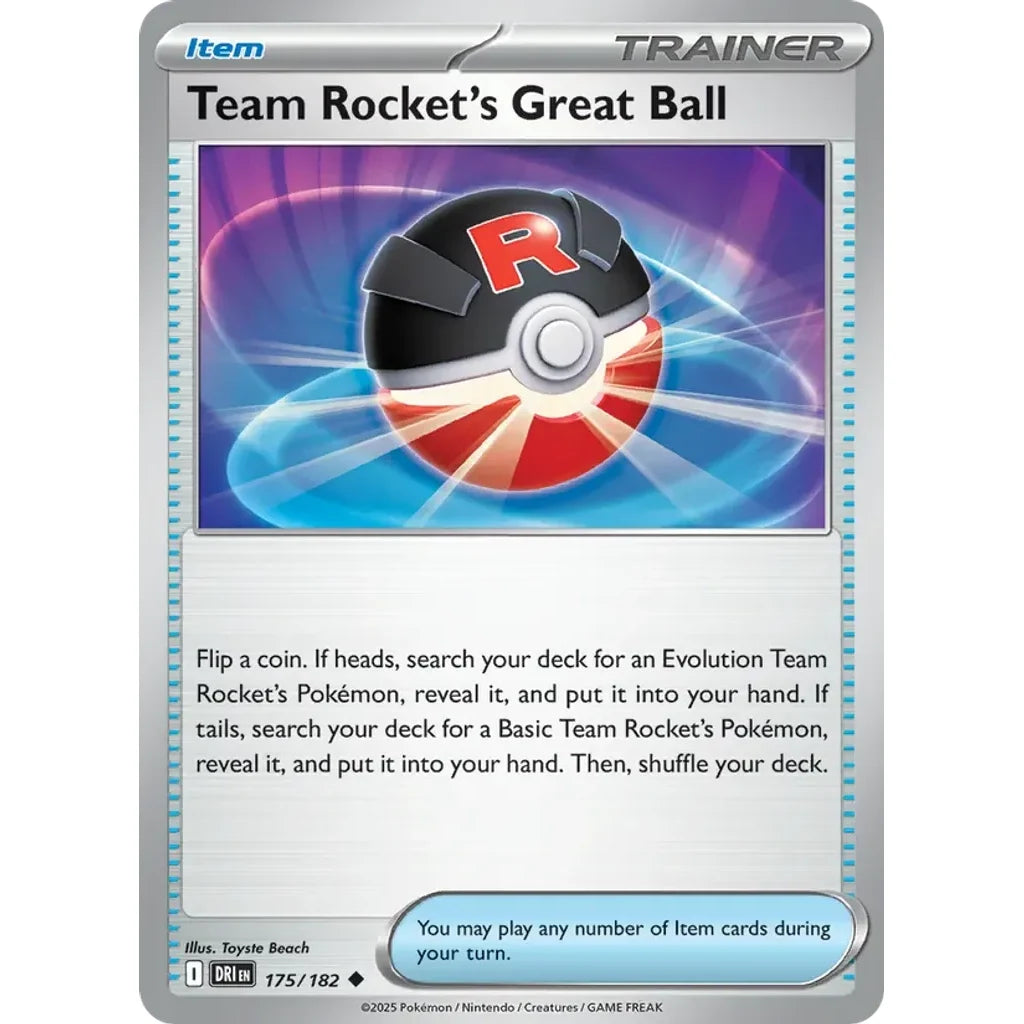 Team Rocket's Great Ball 175/182 Uncommon Destined Rivals Pokemon Near Mint (NM) przód