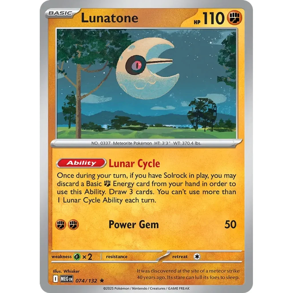 Lunatone 074/132 Rare Mega Evolution Pokemon Holo Near Mint (NM) przód