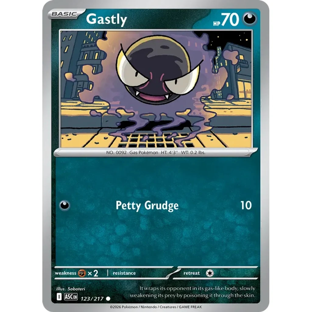 Gastly 123/217 Common ME: Ascended Heroes Pokemon Lightly Played (LP) przód