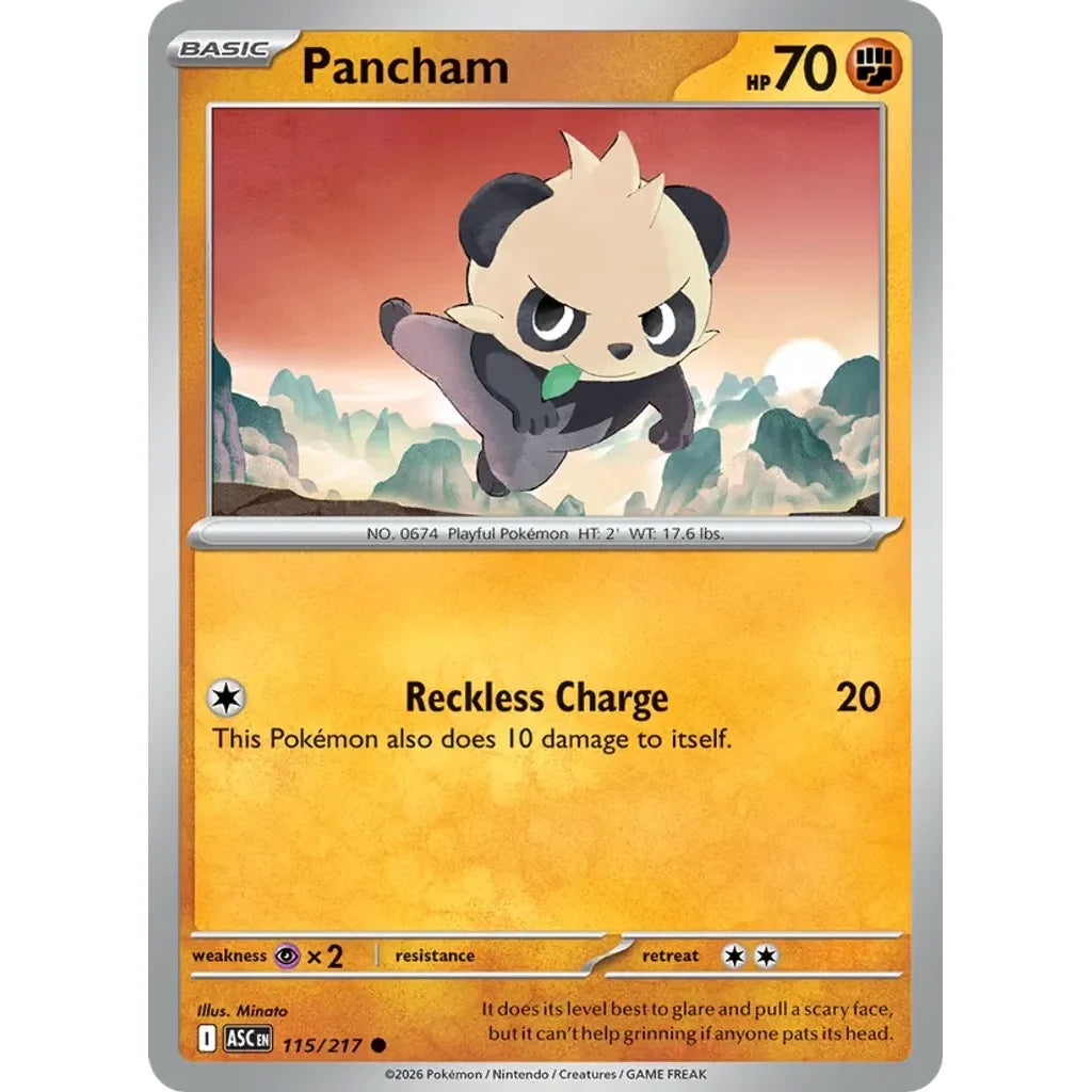 Pancham (Energy Symbol Pattern) 115/217 Holo ME: Ascended Heroes Pokemon Reverse Holo Near Mint (NM) przód