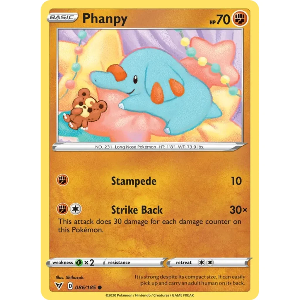 Phanpy 086/185 Common Vivid Voltage Pokemon Near Mint (NM) przód